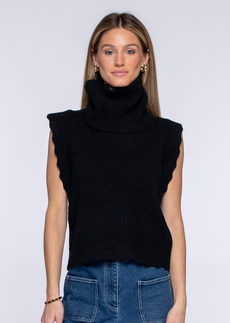 Heather Convertible Sweater in Onyx