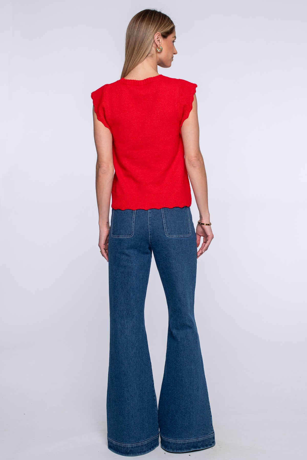 Heather Convertible Sweater in Red Apple