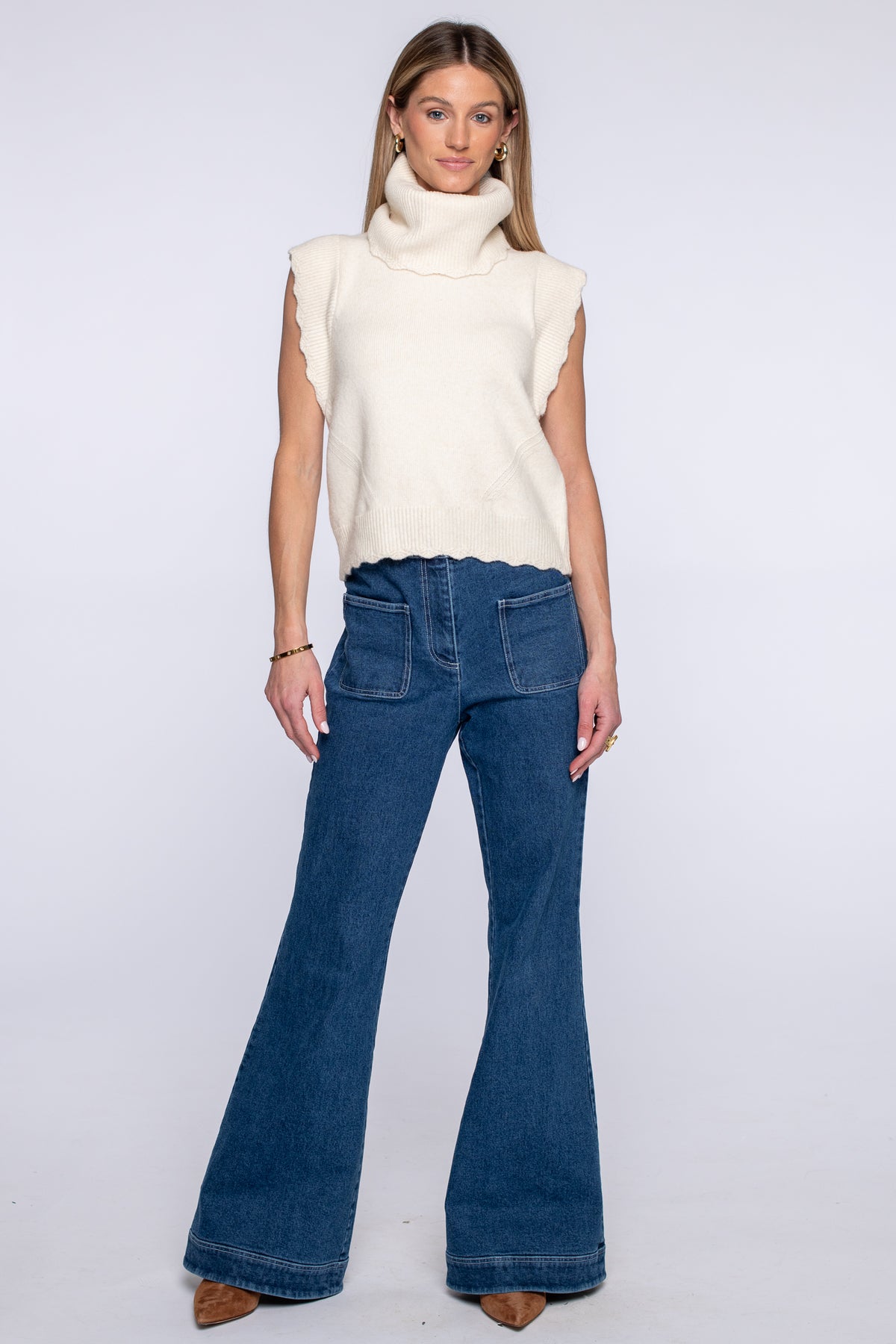 Heather Convertible Sweater in Off-White
