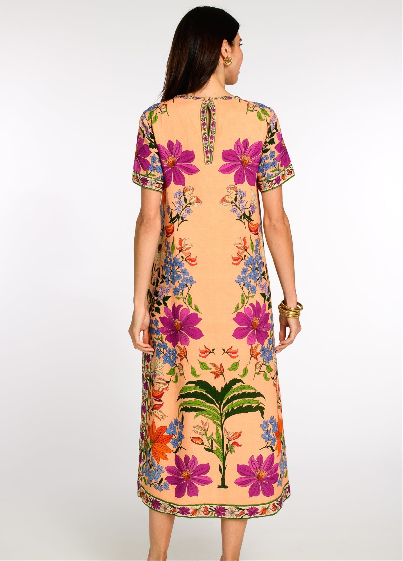 Tess Midi Dress in Tapestry Peach