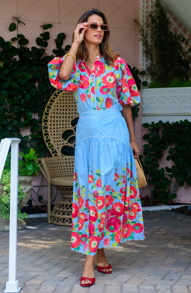 Phoebe Skirt in Poppy Patch Blueberry – Elizabeth Ackerman Designs