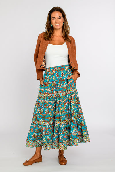 Mae Skirt in Grandeur Turquoise – Elizabeth Ackerman Designs, LLC